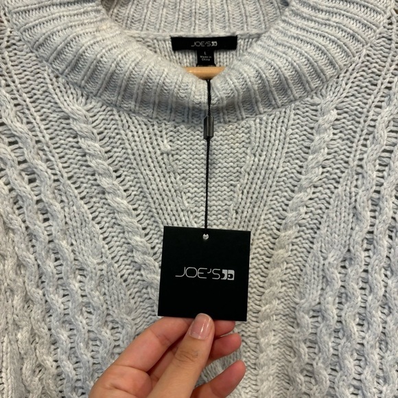 NWT JOES jeans merino wool cotton blend grey cable knit sweater - Picture 3 of 6